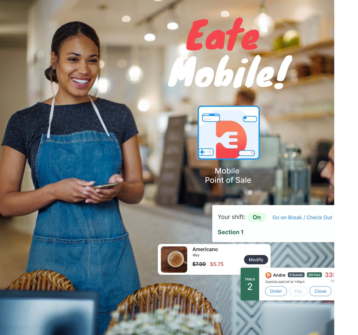 Make it easy for your staff to answer any request with Eate’s Mobile 📲 POS! They’ll thank you for it 🙏 — don’t wait, increase your profit 💰margins today!