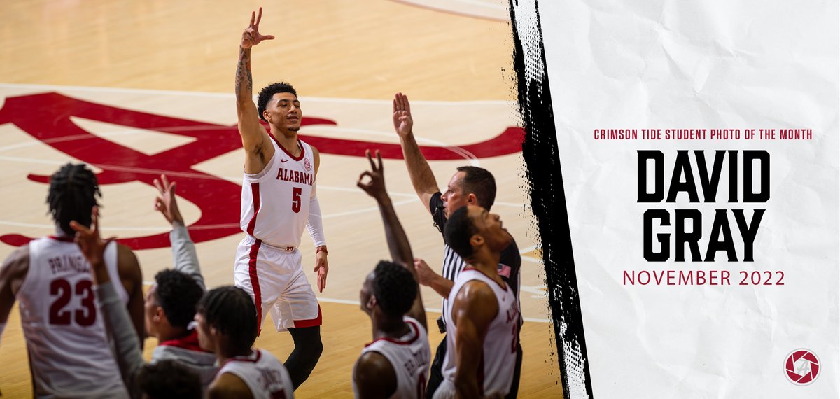 CrmsnTidePhotos's tweet image. Congrats to @davidgrayphoto for winning the Nov. Photo of the Month. David captured this “HIGH ANGLE” photo of Alabama’s Jahvon Quinerly celebrating after hitting his first three point basket following his return from injury.
#RollTide #colorphoto #highangle #wedemandarecount