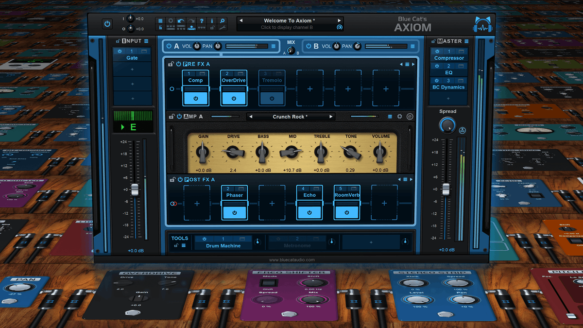 bluecataudio's tweet photo. Plug-in and app of the day: Blue Cat's Axiom, the only guitar amp simulator and multifx with NO LIMITS! 149€ only until January 12th! 🤘
https://t.co/IZBm63z1oc
#bluecataudio #ampsim #ampsimulator #multifx #guitartone #plugindeals https://t.co/so6NfgWbCa