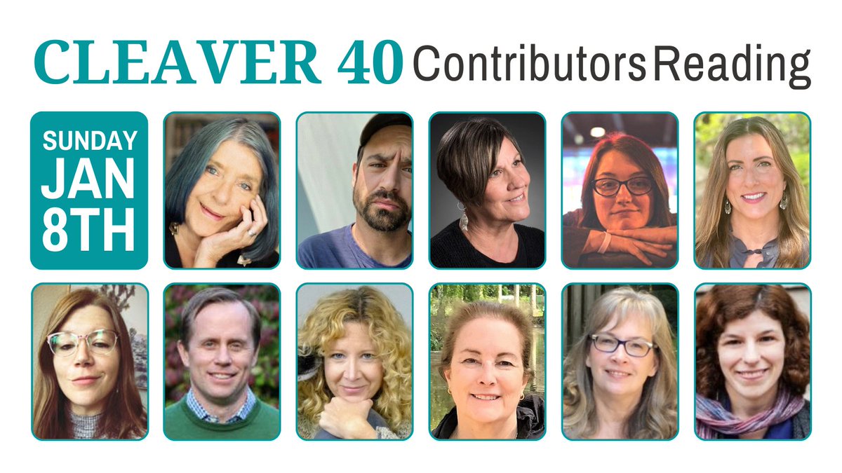 TONIGHT Jan 8 2023: Join us for our Issue 40 Contributors Reading, 7pm ET on Zoom. 
Featuring winners and finalists of our '22 Flash Contest. 

Register now: bit.ly/Cleaver40Readi…