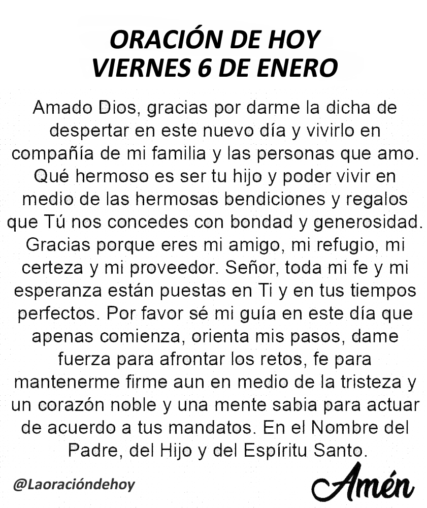 laoraciondehoy's tweet photo. Oración diaria para hoy viernes 6 de enero de 2023 https://t.co/fnMlslw70q