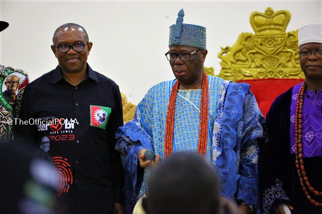 PeterObi's tweet photo. Thank you Ekiti OBIdients for an awesome outing, and show of love. I wish to reiterate my very special thanks to Ewi of Ado -Ekiti, Oba Adeyemo Adejugbe, and his council of chiefs, Afe Babalola (SAN), the Management of Afe Babalola University Ekiti. https://t.co/GNEtix06ix