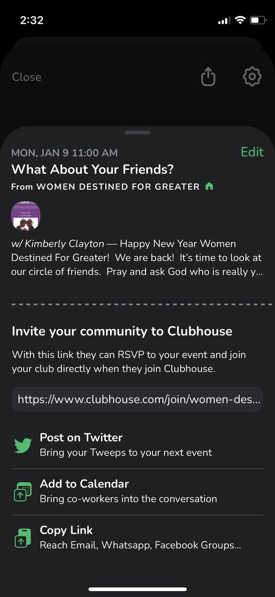 ItsPrayingTime's tweet photo. Hello Ladies!  Join us on Monday January 9th, 2023 at 11am CST in Clubhouse.  The right support system is key!  🙏🏿💜🙏🏿💜🙏🏿💜🙏🏿 https://t.co/tf6i9cFFas