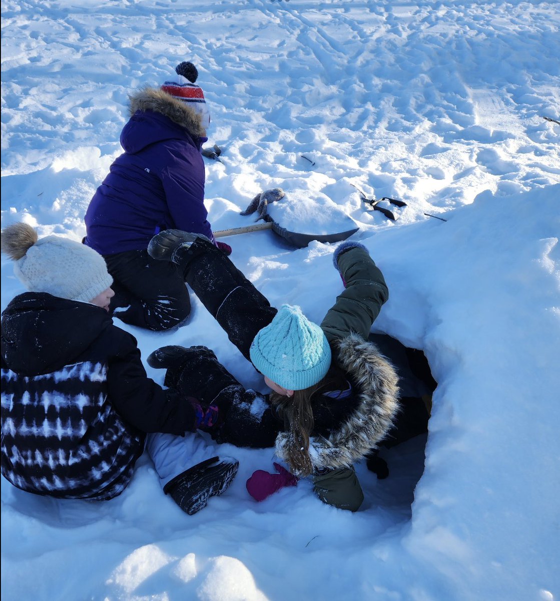 am_RETSD's tweet photo. What a great day to be outside, connect with the land, and build quinzees! Thank you to Rachelle Carlisle for helping the students in grade 3-5 with this project! https://t.co/Bwe1INkLDI