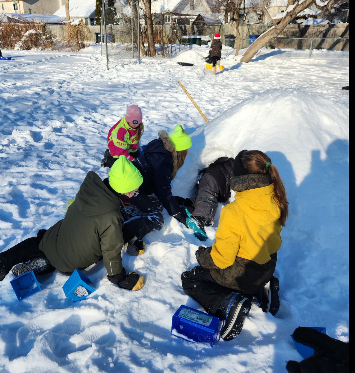 am_RETSD's tweet photo. What a great day to be outside, connect with the land, and build quinzees! Thank you to Rachelle Carlisle for helping the students in grade 3-5 with this project! https://t.co/Bwe1INkLDI