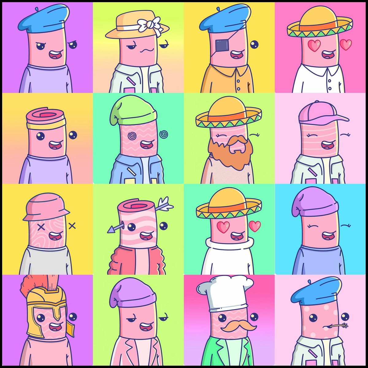 A bunch of <a href="/RugBuds/">Rug Buds</a> ready to party 🥳 
-
#rugbuds NFTs 
Certified designer / creator
Great artwork
Perks &amp; Benefits
-
#NFTCommunity come check them out!