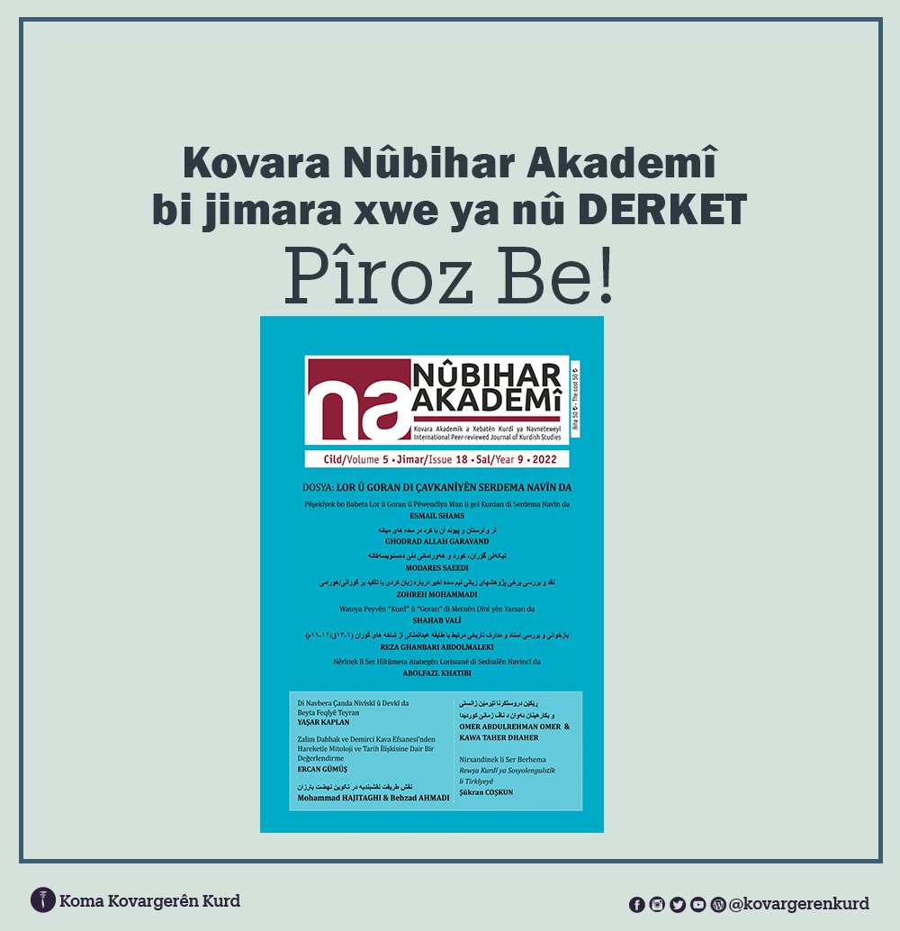 kovargerenkurd's tweet photo. Kovara @NubiharA
bi jimara xwe ya nû #DERKET
#Pîroz Be! https://t.co/rOOFkaOCkL