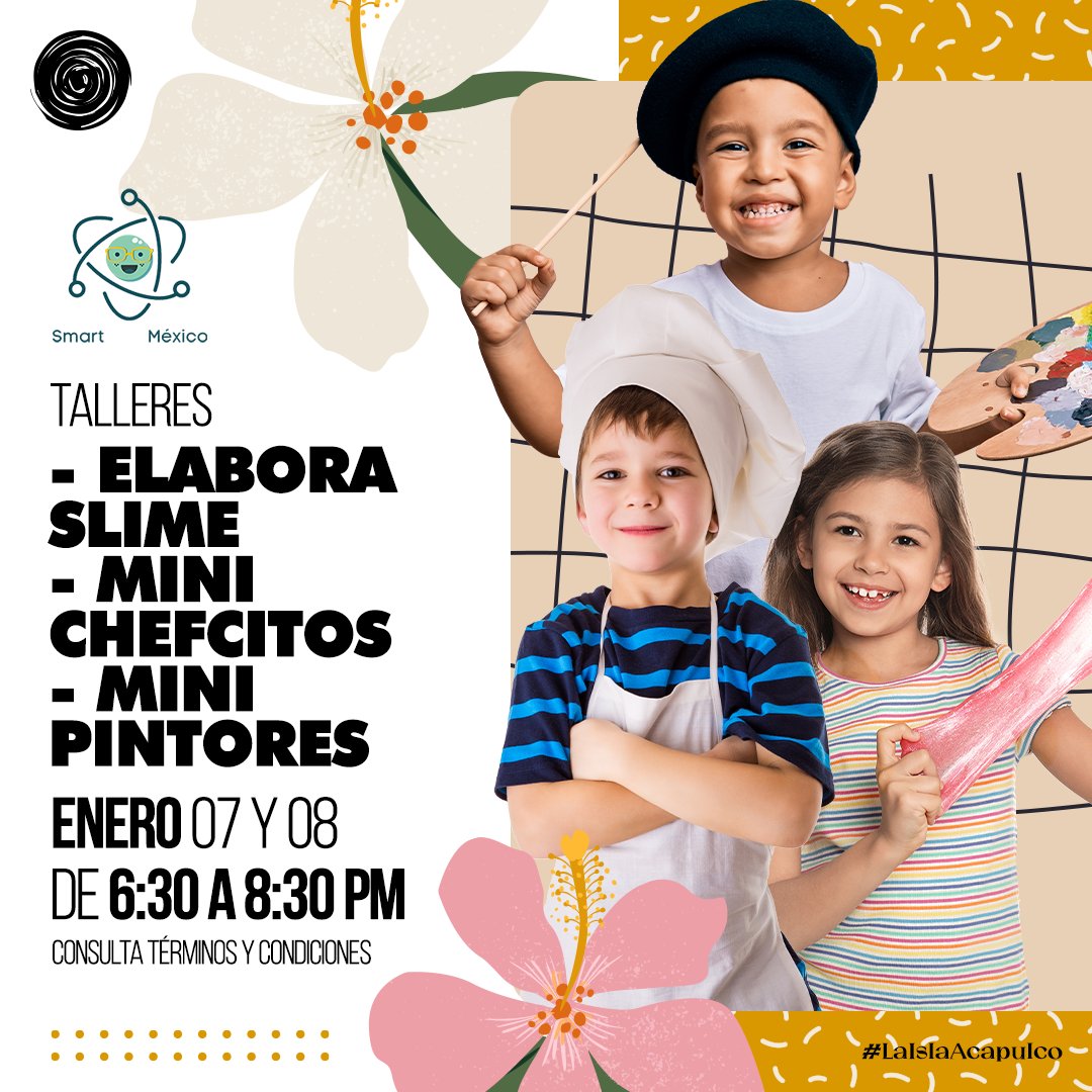 ¡Disfruta un fin de semana lleno de diversión y aprendizaje! 🤩
No te pierdas los talleres que tendremos para ti en #LaIslaAcapulco.

*Cuota de recuperación de $70*
Pueden participar a partir de los 3 años.