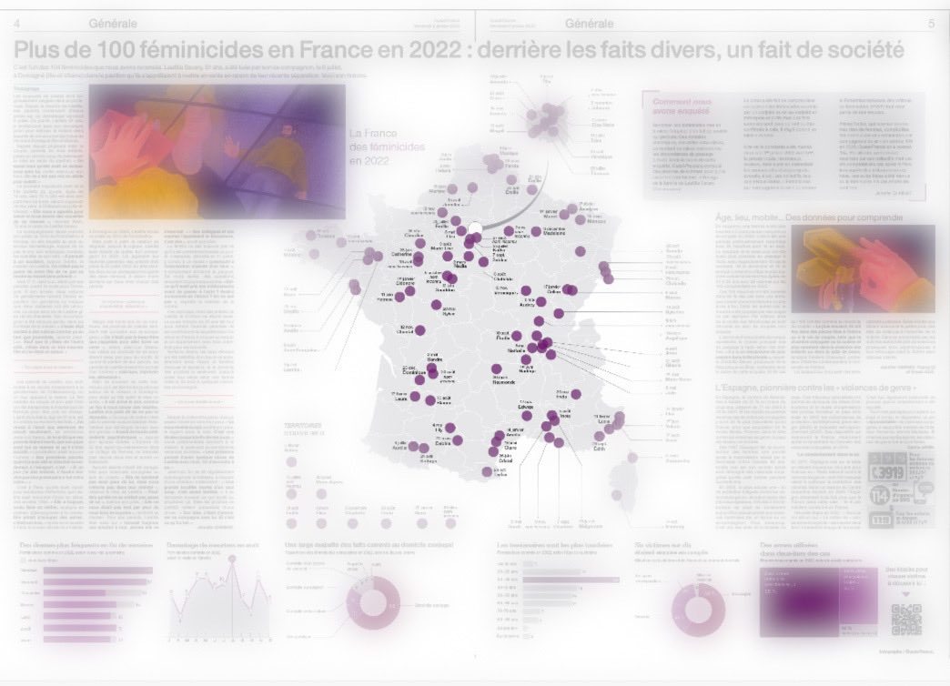 ereiscarona's tweet photo. Demain dans le journal ⁦@OuestFrance⁩ deux pages complètes sur un an d’enquête autour des féminicides en France en 2022. Un super boulot orchestré par ⁦@JenniferChainay⁩ ⁦@thomas_bronnec⁩ et une équipe formidable autour https://t.co/9Hi8g2jPXi