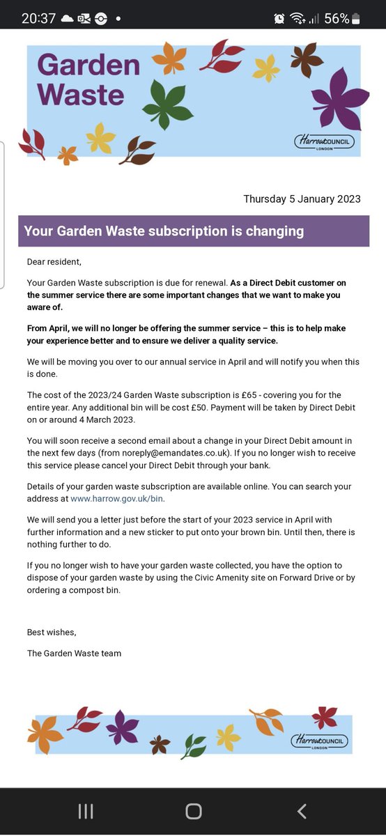 Kevalp187's tweet photo. @harrow_council trying to make some extra cash from people who are already short of cash. Having to pay for something that we don't need and it's meant to "help make your experience better" - can anyone explain how this benefits households? https://t.co/fWAJT2nFwf