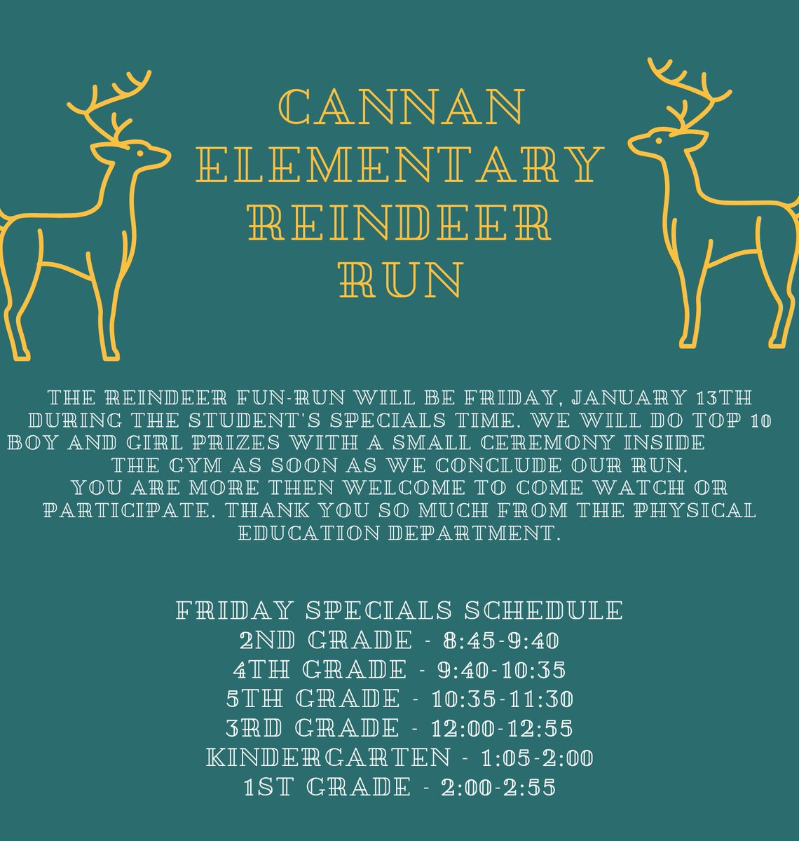 Hope to see you at the @WISDCannan Reindeer Run next Friday!🦌
•
#specials #team #pe #music #reindeerrun #willis #active #healthy #fun #schooliscool #friday #january
