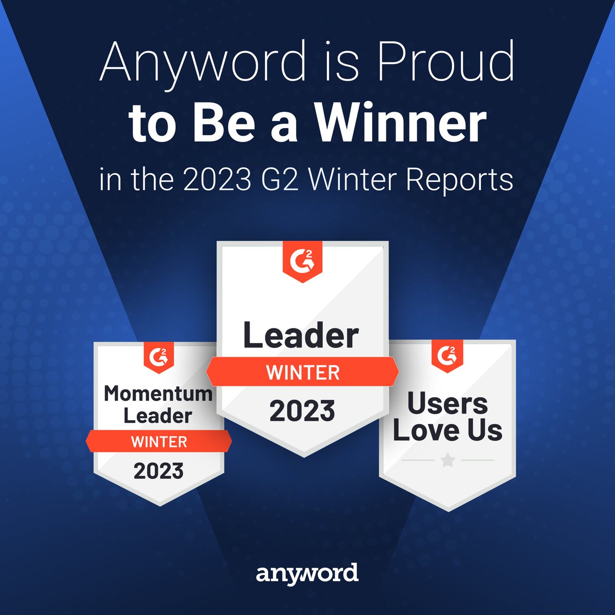 We’re so excited to announce that Anyword has received multiple awards in #G2’s Winter 2023 Report.🤩Check out what Anyworders are saying about us. Thank you!🙌 

#reviews #G2reviews #thankyou #aicopywriting

g2.com/products/anywo…