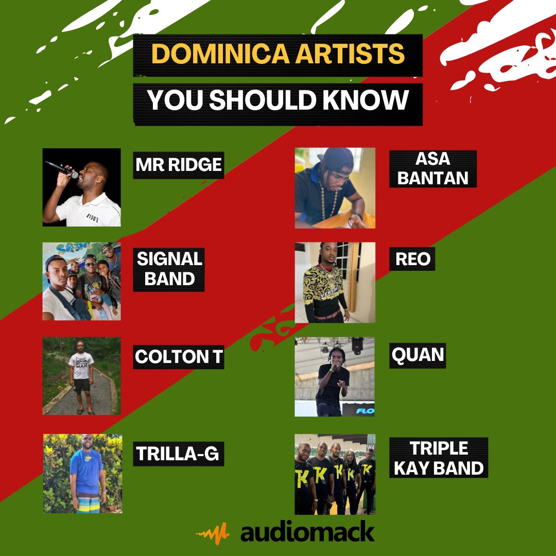 audiomackcarib's tweet photo. DOMINICAN ARTISTS YOU SHOULD KNOW RIGHT NOW ๐ฉ๐ฒ๐ง
๐ถ #MrRidge
๐ถ #SignalBand
๐ถ @ColtonTMusic
๐ถ #TrillaG
๐ถ #AsaBanton
๐ถ #Reo
๐ถ #Quan
๐ถ @TripleKayInt https://t.co/mq51fPYLaz