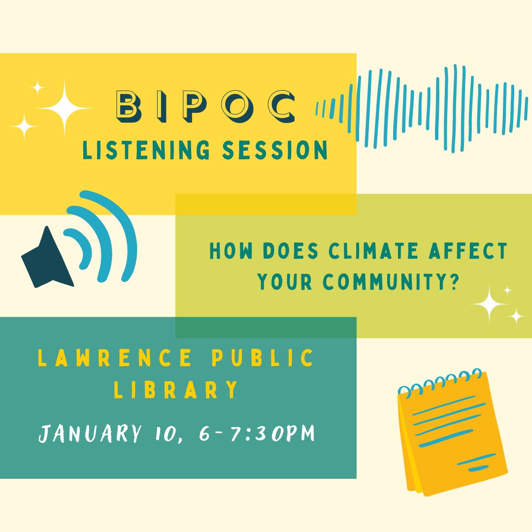 BLACKLawrence1's tweet photo. BIPOC Perspectives x Climate event next Tuesday, January 10th at the @lawrencelibrary 🖤 Thanks @douglascountyks for creating space for community members to weigh in on the process. Registration: https://t.co/HOugqOcCWT https://t.co/VXCfp8b5Xl