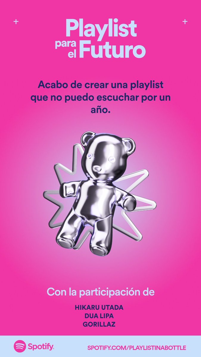 zubsero44's tweet photo. Acabo de crear una cápsula del tiempo musical que no puedo abrir hasta 2024.
Crea la tuya con Playlist para el futuro de Spotify: https://t.co/bLkOcALbGB
#PlaylistfortheFuture
https://t.co/JrjC8tTzT2 https://t.co/Ikd0aENHYn