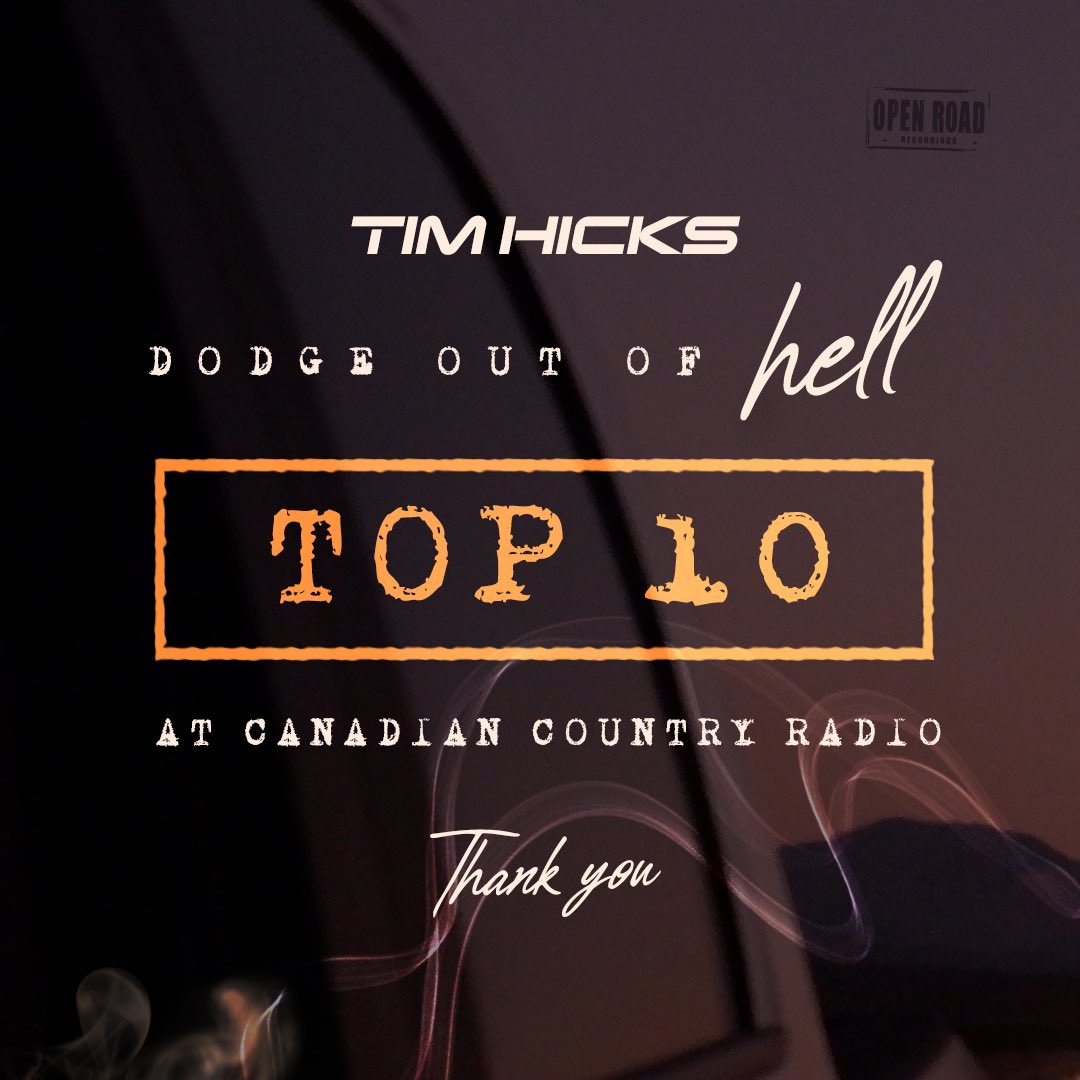 ‘Dodge Out of Hell’ is officially Top 10 at Canadian Country Radio! Thank you for all of the support 🎶🤘📻 Great way to start the new year!  #DodgeOutOfHell