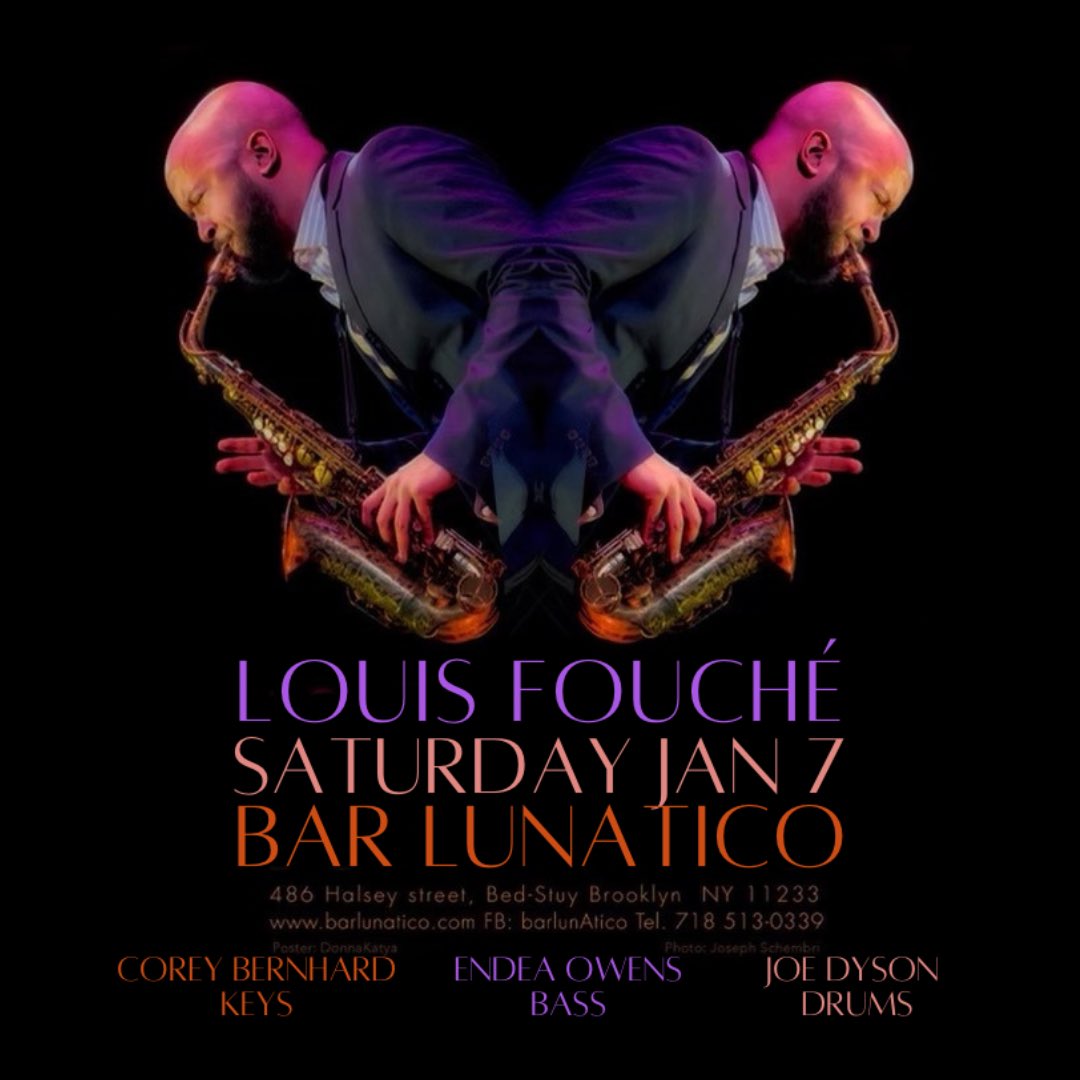 Louis Fouché (@louisfouche) on Twitter photo First gig of 2023 with my band! Come through to <a href="/BarLunAtico/">BarLunatico</a> in Brooklyn, sets at 9 & 10:15pm. No cover, and seats are first come, first served!
Featuring some of my favorite people and musicians <a href="/EndeaTheBassBae/">Endea Owens</a> on bass, <a href="/WEEBLESWORLD/">Corey Bernhard</a> on keys, and <a href="/Joe_Dyson/">Joe Dyson</a> on drums 🎵🎉 First gig of 2023 with my band! Come through to <a href="/BarLunAtico/">BarLunatico</a> in Brooklyn, sets at 9 & 10:15pm. No cover, and seats are first come, first served!
Featuring some of my favorite people and musicians <a href="/EndeaTheBassBae/">Endea Owens</a> on bass, <a href="/WEEBLESWORLD/">Corey Bernhard</a> on keys, and <a href="/Joe_Dyson/">Joe Dyson</a> on drums 🎵🎉