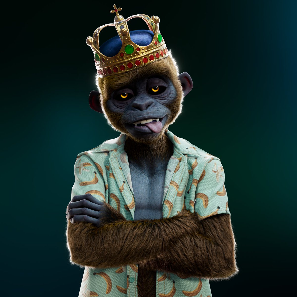 BrainlesSpikes's tweet photo. Fresh summer clothing line. What's your fav shirt fam?  🎉 🥳 🐵

#outfit #suit #monkey #3danimation #3dart #influencer https://t.co/Lv89YsPzuz
