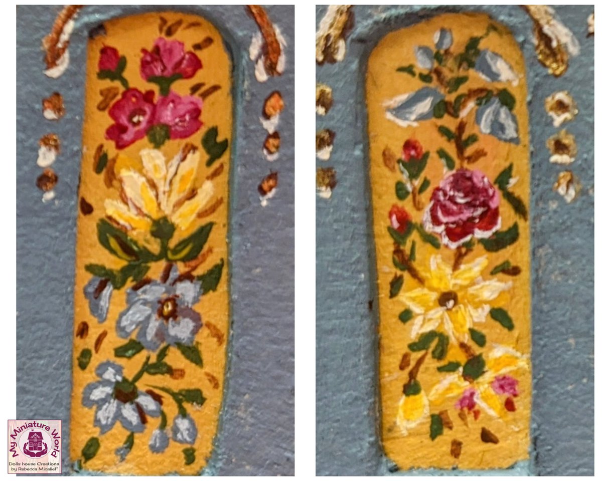 I am working on a small project and just finished these two miniature paintings . Each painting measures 3cm X 1 cm

#dollshouse #miniatures #miniaturist #flowers #floral #paintinganddecorating #painting #handpainted #newproject #picoftheday #photooftheday #pictureoftheday