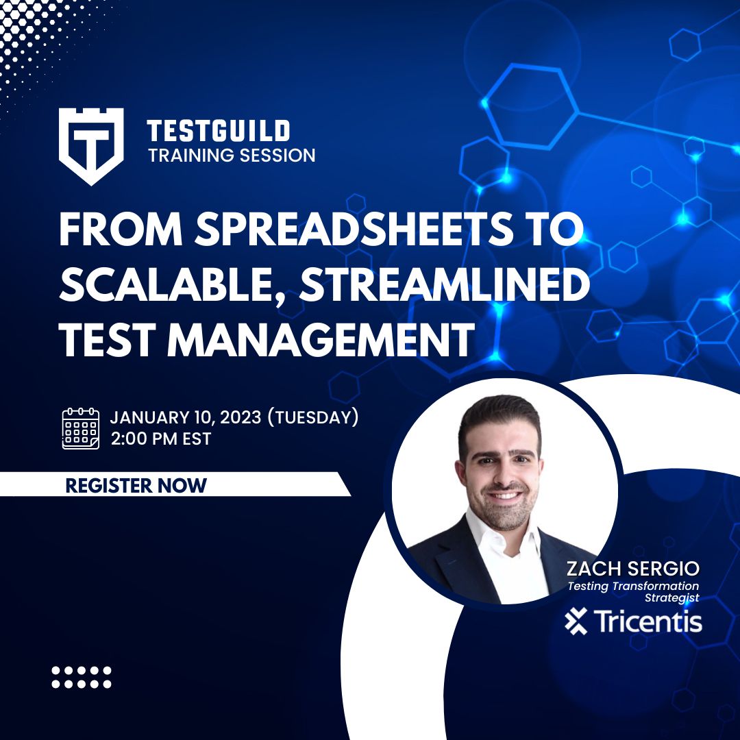 joecolantonio's tweet photo. It's time to say goodbye to spreadsheets! ๐ Learn how Tricentis qTest's approach puts all test assetsโacross projects, teams, and toolsโat your fingertips. ๐ https://t.co/X1HOz7bqf7 @Tricentis #TricentisqTest #testguildtrainingsession https://t.co/HB1WKjYVPI