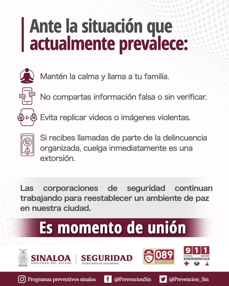 Prevencion_Sin's tweet photo. A la ciudadanía en general. @sinaloagobmx @sspsinaloa1 @rochamoya_ https://t.co/MXs3LWRCFp