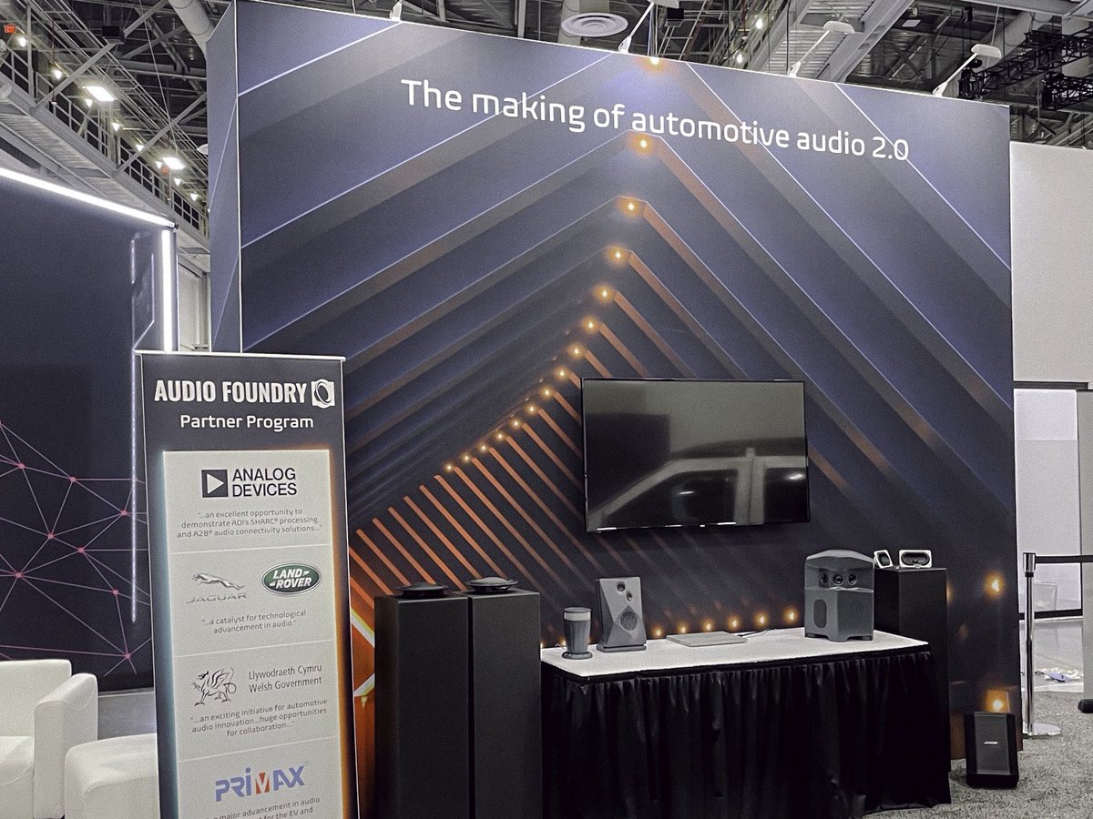 Tymphany's tweet photo. Get an exclusive first look at the Audio Foundry, a collaboration brought to you @Tymphany and @DSPConcepts featuring the #Rig and powered by #AudioWeaver 
 
Experience the making of automotive 2.0 at #CES2023! 
 
#tymphany #peerless #dspconcepts #audiofoundry #ces https://t.co/UinvhZdN6N