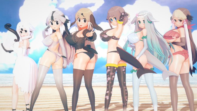 6人の海のフレンズをビーチに並べてみました🦭🏖 