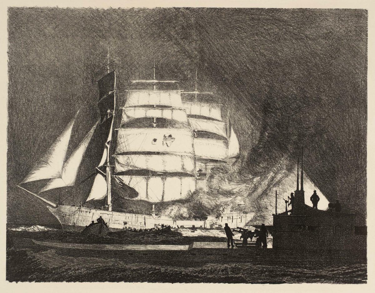 Charles Pears, Transport by Sea: Maintaining Export Trade, 1917 #tatemuseum #charlespears tate.org.uk/art/artworks/p…