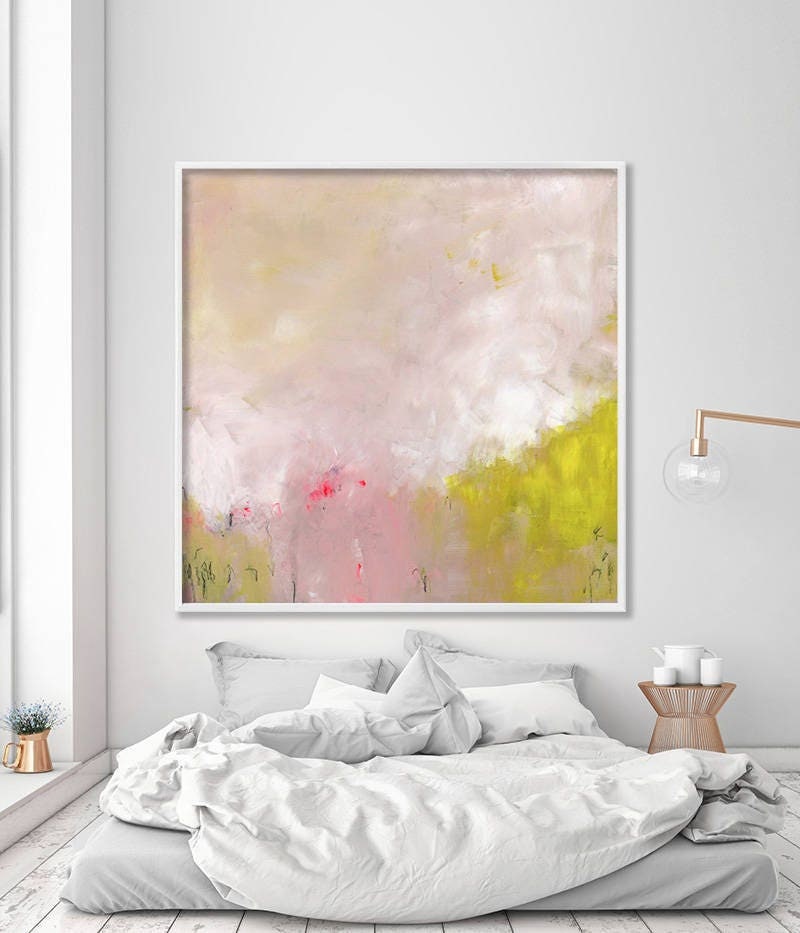 ìabstract painting colorful, Abstract art print, Acrylic Painting print Extra Large Wall Art Pastel pink painting Pastel Pink abstract art etsy.me/3ic2eyB #pink #yellow #abstractgeometric #entryway #framed #contemporary #valentinesday #babyshower #abstractpaint