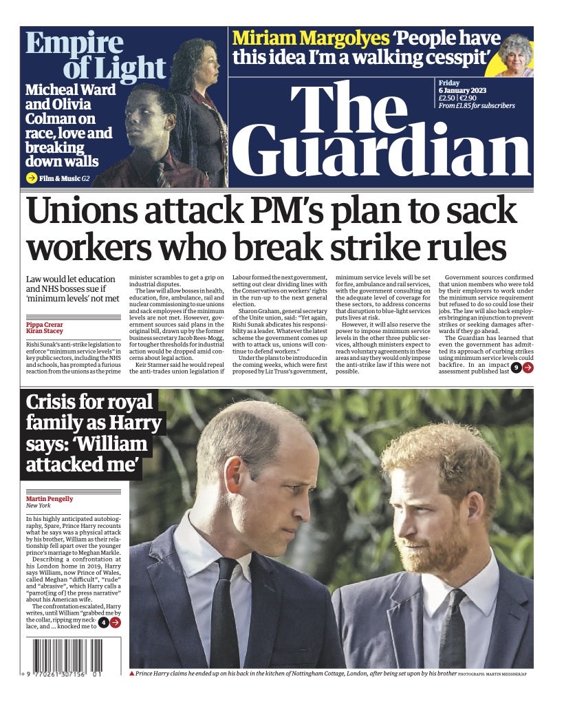 hendopolis's tweet photo. THE GUARDIAN: Unions attack PM’s plans to sack workers who break strike rules #TomorrowsPapersToday https://t.co/XGpnj8VRxB