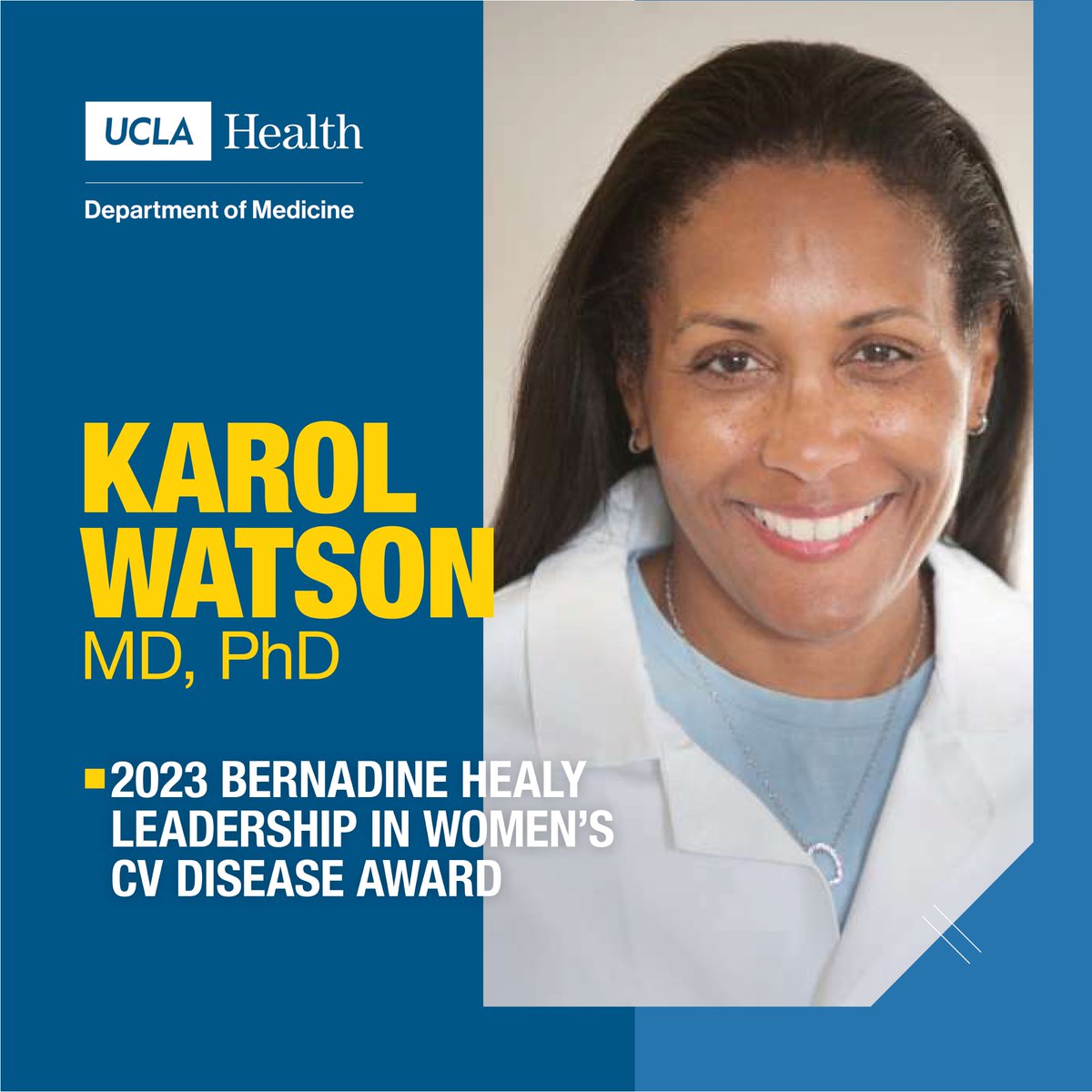 Congratulations to Dr. Karol Watson (@kewatson), awarded the 2023 @ACCinTouch Bernadine Healy Leadership Award in recognition of her commitment to patient care, research, education, and advancing our understanding of women's cardiovascular disease!