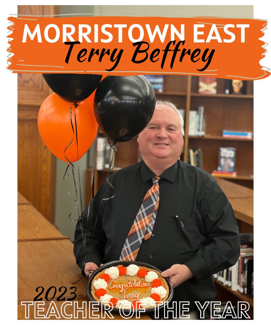 Congratulations to Mr. Terry Beffrey who has been named the Morristown East High 2023 Teacher of the Year! #moeastfamily