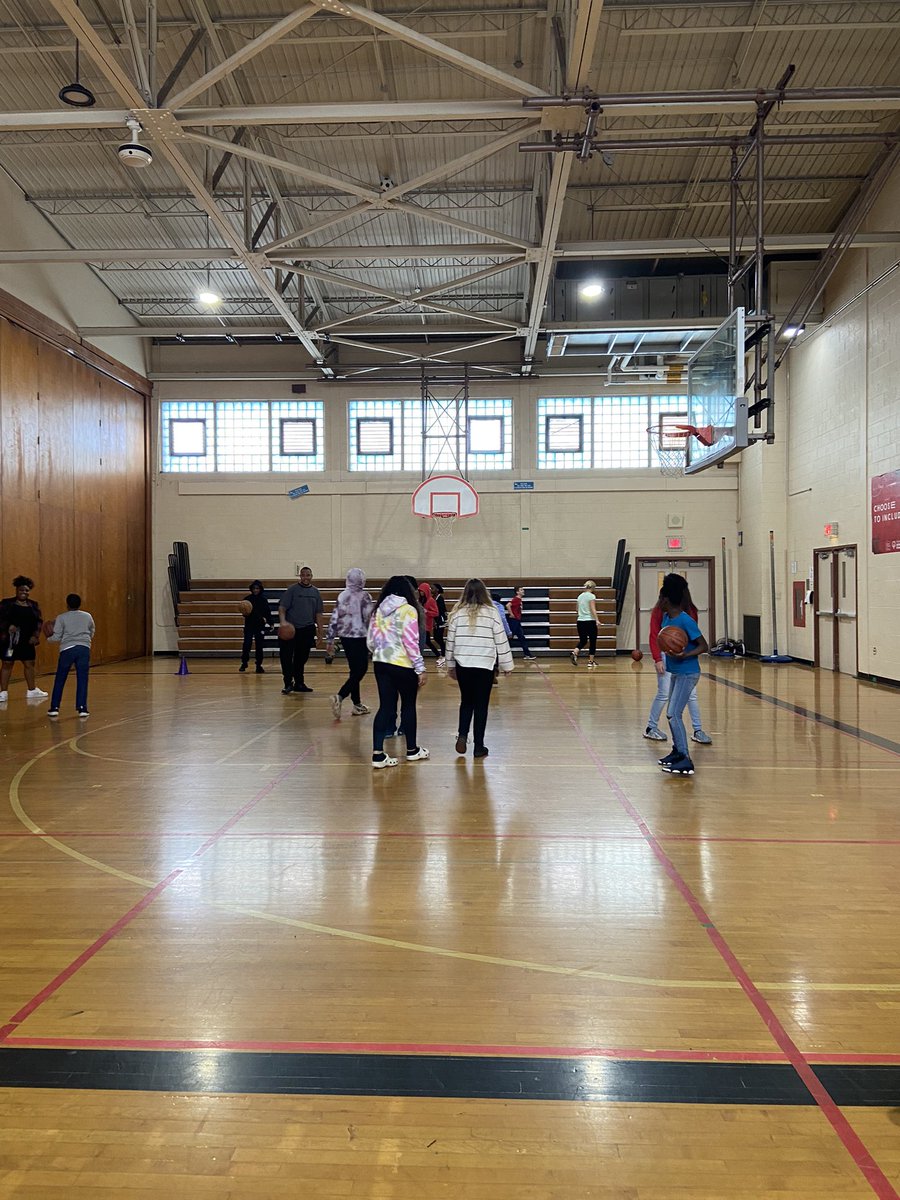 Working on our dribbling skills with Ms. Davis today in PE class! I feel like I may have shown sight improvement. #grmsknights