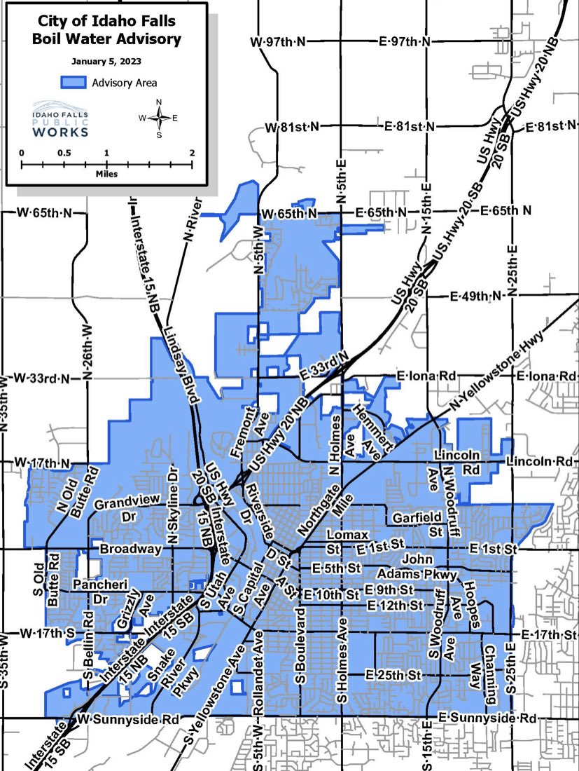 NewswithKait's tweet photo. #BoilOrder
Idaho Falls has issued a boil water advisory for all properties located north of Sunnyside Road, in addition to properties west of Interstate 15, effective immediately. https://t.co/NgsfVTt0C4