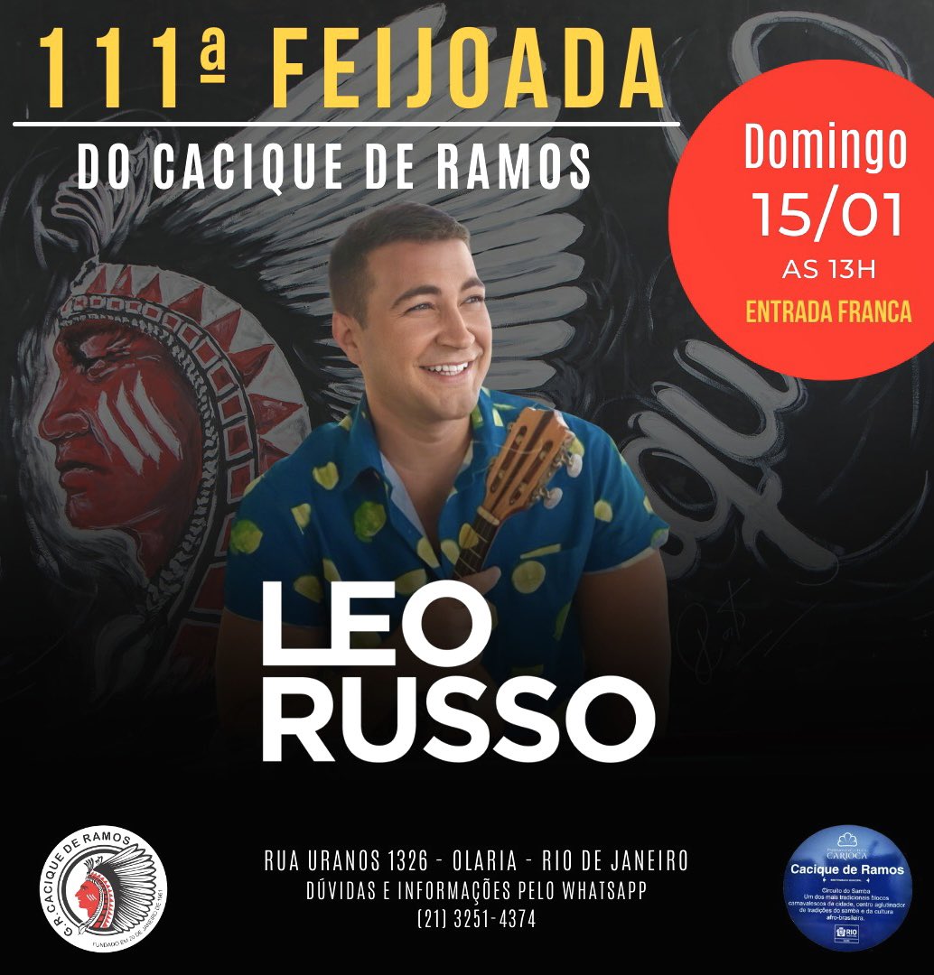 leorussooficial's tweet image. Dia 15 no Cacique de Ramos! Vamos que vamos!