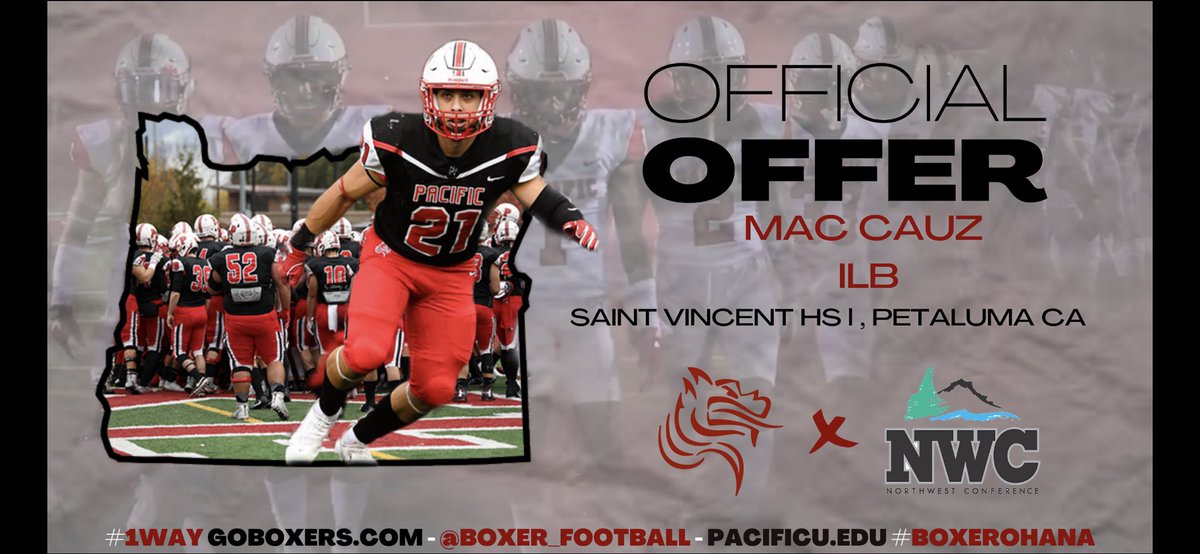 mac_cauz's tweet photo. After a great conversation with @CoachJCraft I am blessed to receive an offer to Pacific University! @SVHS_FB @CoachCamSVHS @ttherzog @Boxer_Football @PGregorian @westcoastpreps_ @Coach_Gilgan @CoachIosefa @pdpreps @HaroldAbend @GHoward_Scout @JordanReyes57 @CalHiSports https://t.co/ty0hPNxHuc