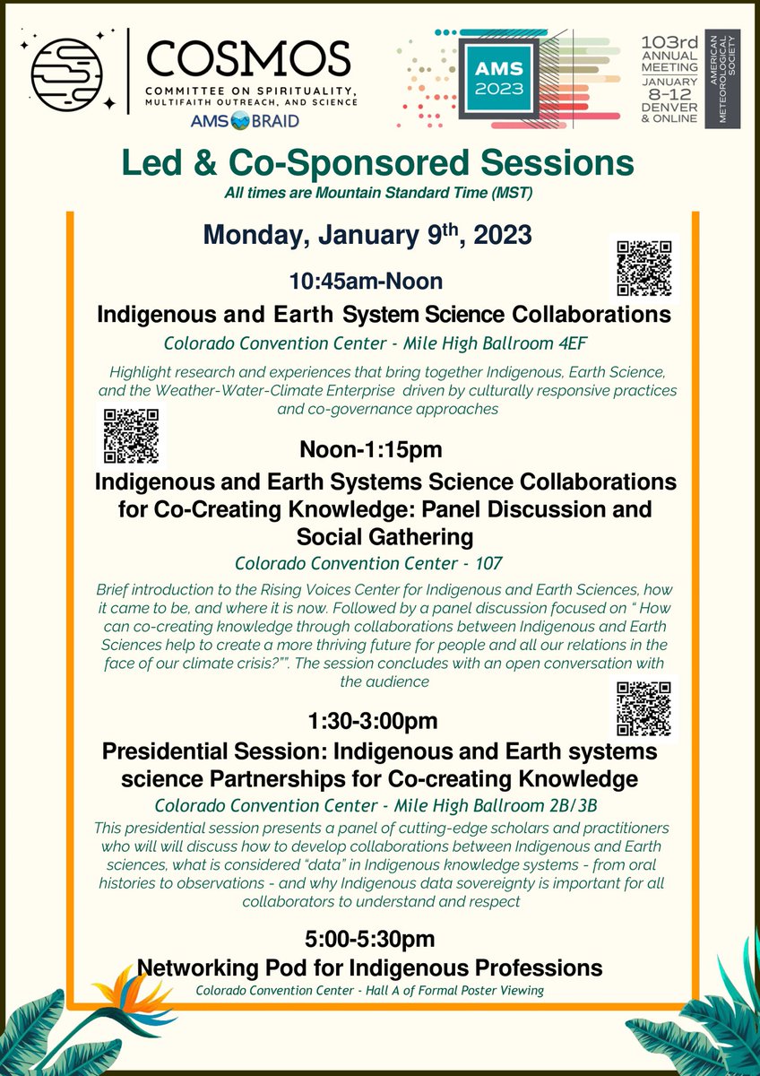 amsbraid's tweet photo. You don't want to miss these COSMOS events at #AMS2023 so here's the run-down for Monday, Tuesday, and Wednesday! #AMSBRAID @WRNAmbassadors @ametsoc https://t.co/btug8Gm7rK