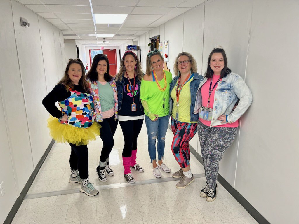 We’re like TOTALLY 80s ladies 💙💚#80thdayofschool #fifthgrade <a href="/OldHundredES/">Old Hundred Elementary School</a>