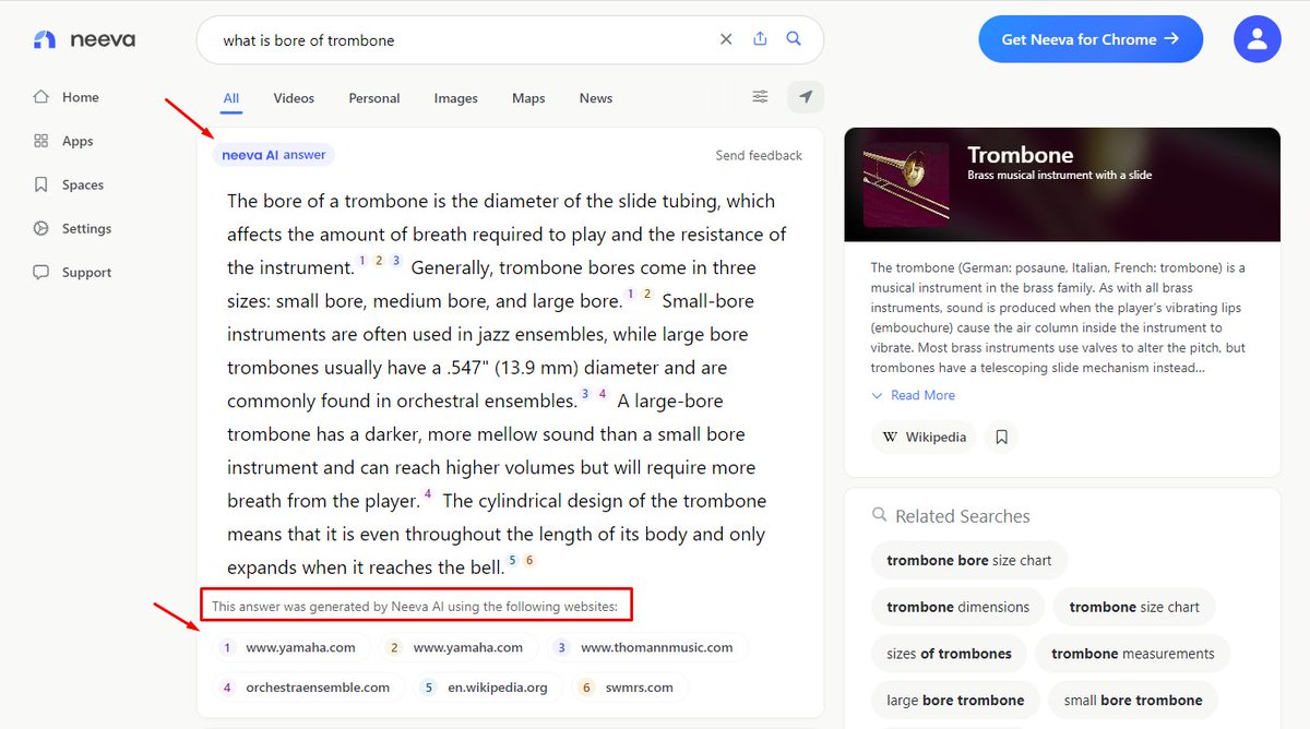 glenngabe's tweet photo. Here we go. More AI in the SERPs! This time from Neeva, which is  using NeevaAI to provide summaries based on query (w/citations)

"NeevaAI has the ability to determine the credibility of an answer via a primary, cited source, and retrieval of real-time data and information." https://t.co/mEy91I4asX