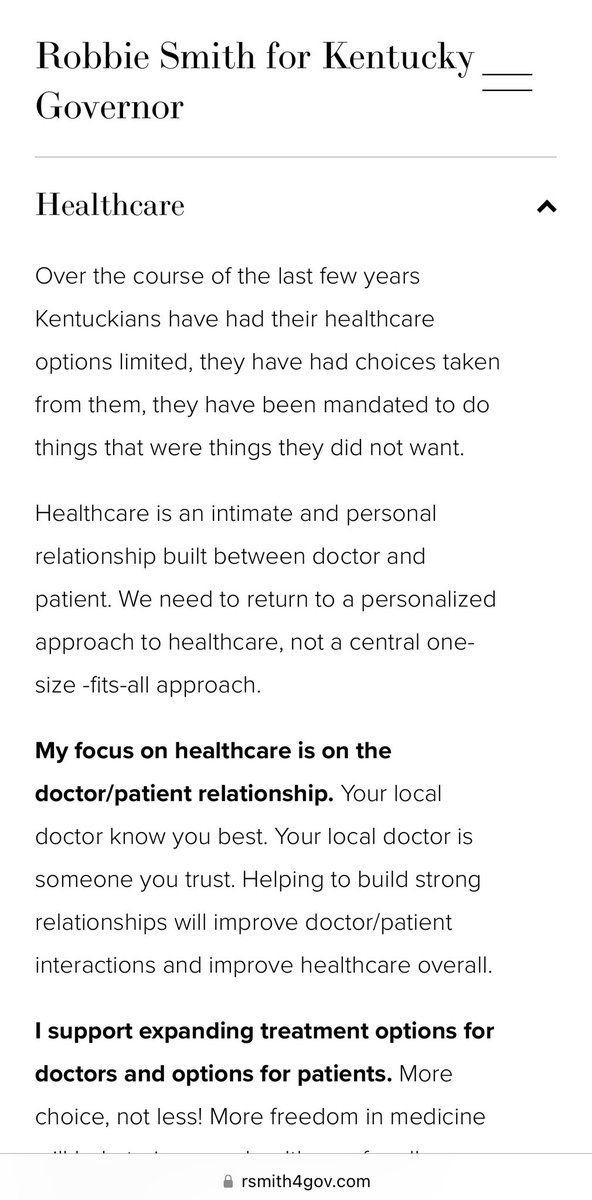 RsmithSupporter's tweet photo. Healthcare in the Commonwealth should start and be centered around the doctor/patient relationship. New policy additions at https://t.co/RJ2mF9DMIV #smith4gov #kygov @rsmith4gov https://t.co/2pkF8lRhO2