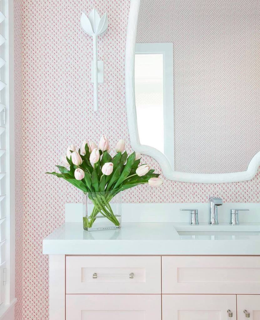 We’ve got a crush on blush! 💕 This beautiful PINK bathroom is designed by @pineapplesdesigngroup! Tap to shop the fixtures and decor. 

📷- @brantleyphoto 

#pineapplegirlsjupiter @visualcomfort @julieneilldesigns @jamieyoungco #bathroomdesign #thinkpink #pinkhome #interiorde…