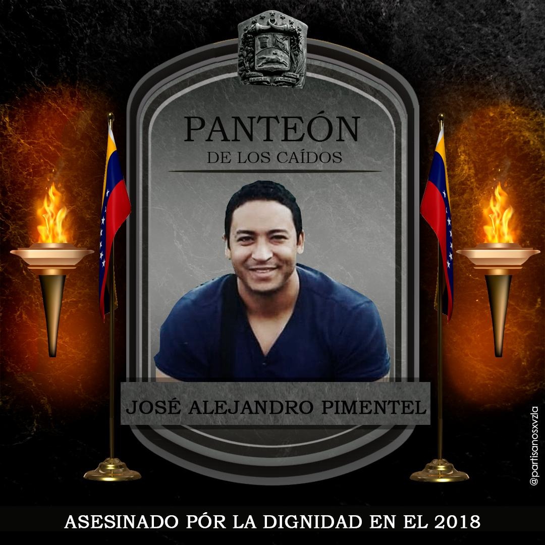 Honor y Gloria para nuestro hermano José Alejandro Pimentel 

Asesinado por la dignidad de nuestro país

#05Ene
#VenezuelaReclama