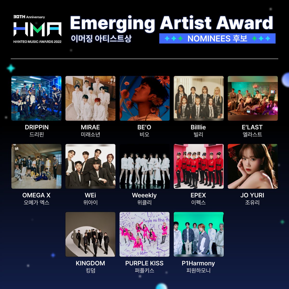 Hanteo_HMAs's tweet photo. #HMAs #30주년한터뮤직어워즈2022 

#이머징아티스트상 투표가 
시작되었습니다🎉

투표하기 / Vote now
🔗https://t.co/Wc2I7AnpYx

#한터뮤직어워즈 #HMA2022 #30주년한터뮤직어워즈2022
#30th_HMAs_2022 #HanteoMusicAwards #HMA https://t.co/nk30EOtlrm