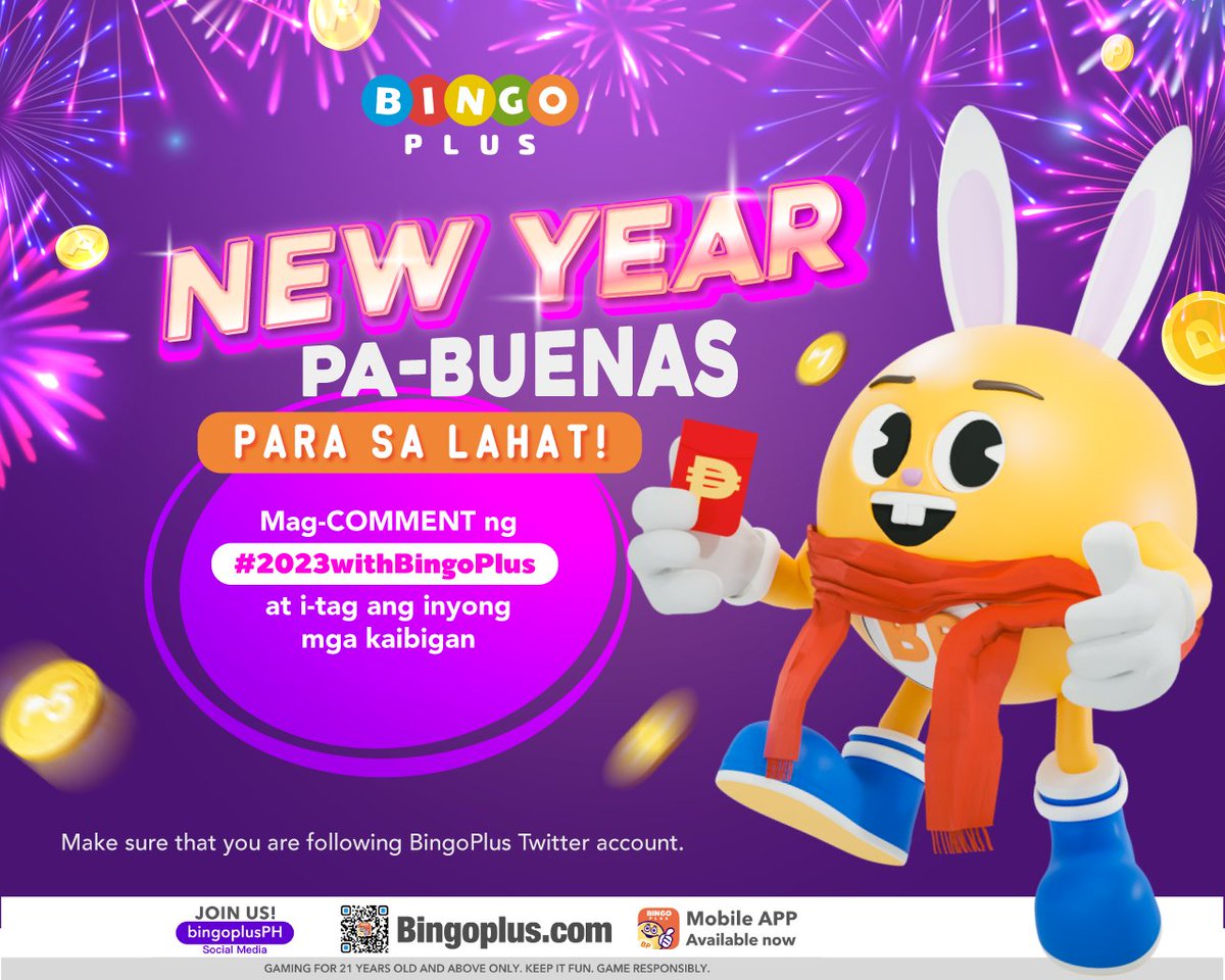 Bingoplusph's tweet photo. Pa-Buenas ni BingBing this 2023!

Mamimigay ang BingoPlus ng 30 FREE sa lahat ng commenters who will RETWEET and COMMENT #BingoPlus #2023withBingoPlus

Sagutan ang form na ito: https://t.co/927lEuW9Vq https://t.co/pn2RO12Ep0