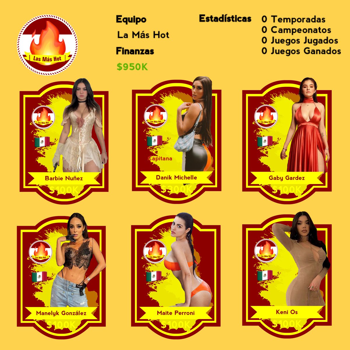 POPRANGERS_RPG's tweet photo. La Más Hot como su nombre lo indica, equipo ardiente con belleza 100% mexicana, listo para prender la liga.

Presidente: @CELEBRIDADESMXX 

#DanikMichell capitana
#BarbieNuñez 👀
#GabyGardez 
#ManelykGonzalez 👀
#MaitePerroni 👀
#KeniaOs https://t.co/9krBDxHs8l