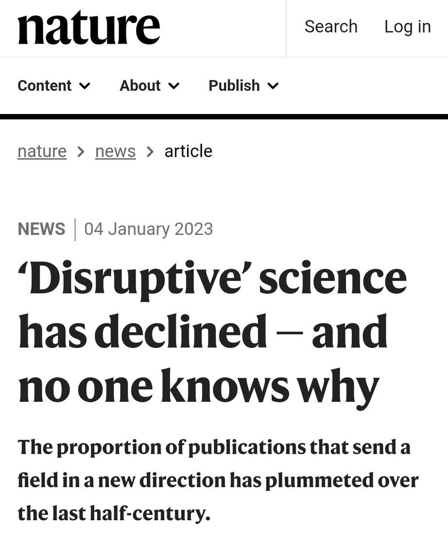 Yes we do, we all do. To list a few…

-little to no grants $ for truly disruptive science
-creative scientists are better paid by tech companies. Then their ideas are IPed
-norms of what’s ‘trendy’ are set by rich labs
-publication had become a hassle rather than a pleasure