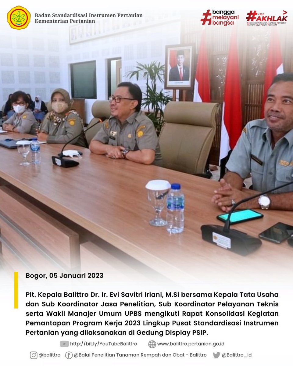brmprempahobat's tweet image. #Repost #PSIP

Bogor, 05 Januari 2023 - Balittro Mengikuti Rapat Konsolidasi Pemantapan Program Kerja 2023 Lingkup PSIP.

#PertanianMajuMandiriModern
#Agrostandar
#BSIPKementan 

@kementan 
@bsipkementan 
@puslitbangbun