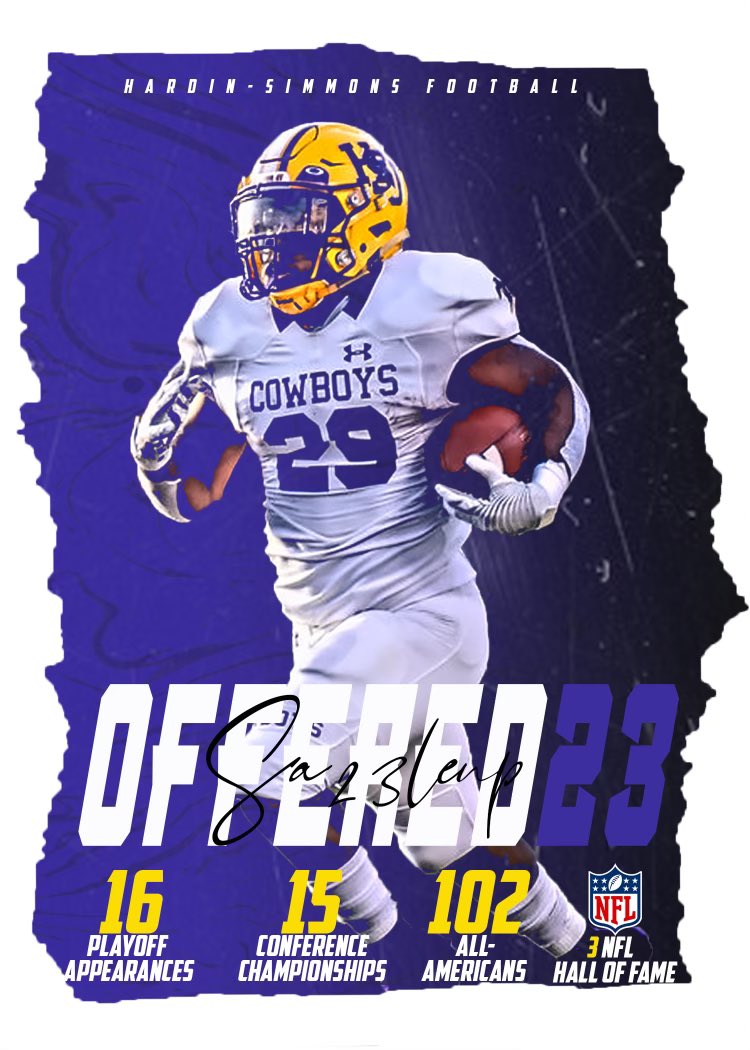 #AGTG Blessed to receive my first offer from Hardin Simmons University 💜💛