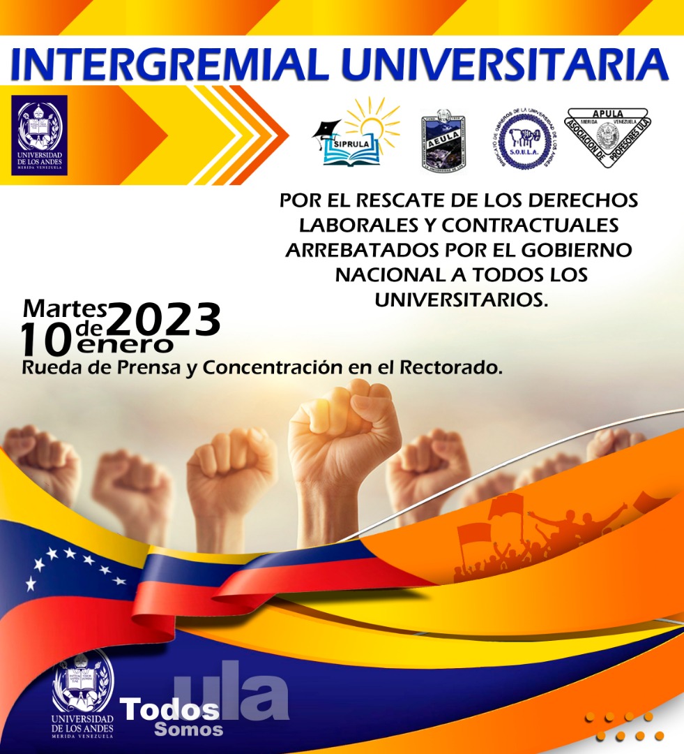 fcobongiorno's tweet photo. La Intergremial #ULA llama s la reincorporación el martes 10/01 con rueda de prensa y concentración en el Rectorado,ya basta del robo de nuestro sueldo por la Onapre y la humillación del régimen exclavista devaluando todos los días el Bolívar #5Ene https://t.co/HhGZLIVJ8D