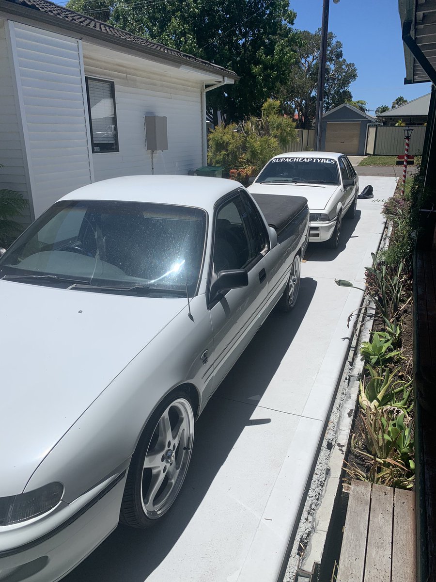 Thought I’d update twitter with the project, since the last photo I’ve got 20” Walkinshaw replicas, SSL lowering in the front (SSSL coming for rear hurry up auspost) and a 2.5 full length exhaust from redback, coming together🫡 don’t mind Simon’s VL 😮‍💨
